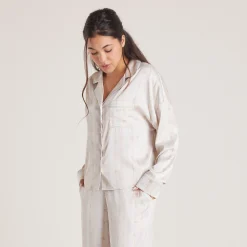 Lounge Underwear Pyjamastoppar | Pyjamasset<Bow Pyjamaskjorta i Satin - Pärla