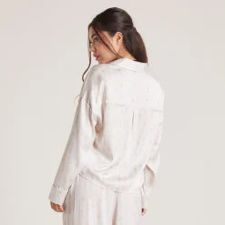 Lounge Underwear Pyjamastoppar | Pyjamasset<Bow Pyjamaskjorta i Satin - Pärla