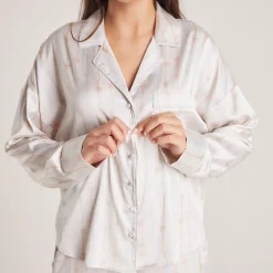 Lounge Underwear Pyjamastoppar | Pyjamasset<Bow Pyjamaskjorta i Satin - Pärla