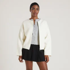 Lounge Underwear Tröjor & Koftor | Kavajer<Cardigan med Dragkedja - Creme