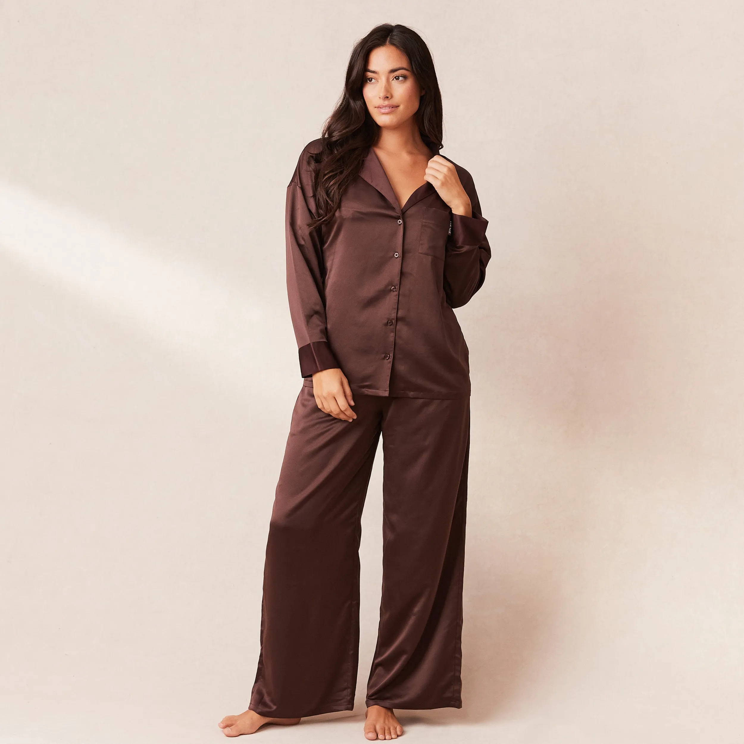 Lounge Underwear Pyjamasset<Classic Satin Pyjamabyxor - Choklad