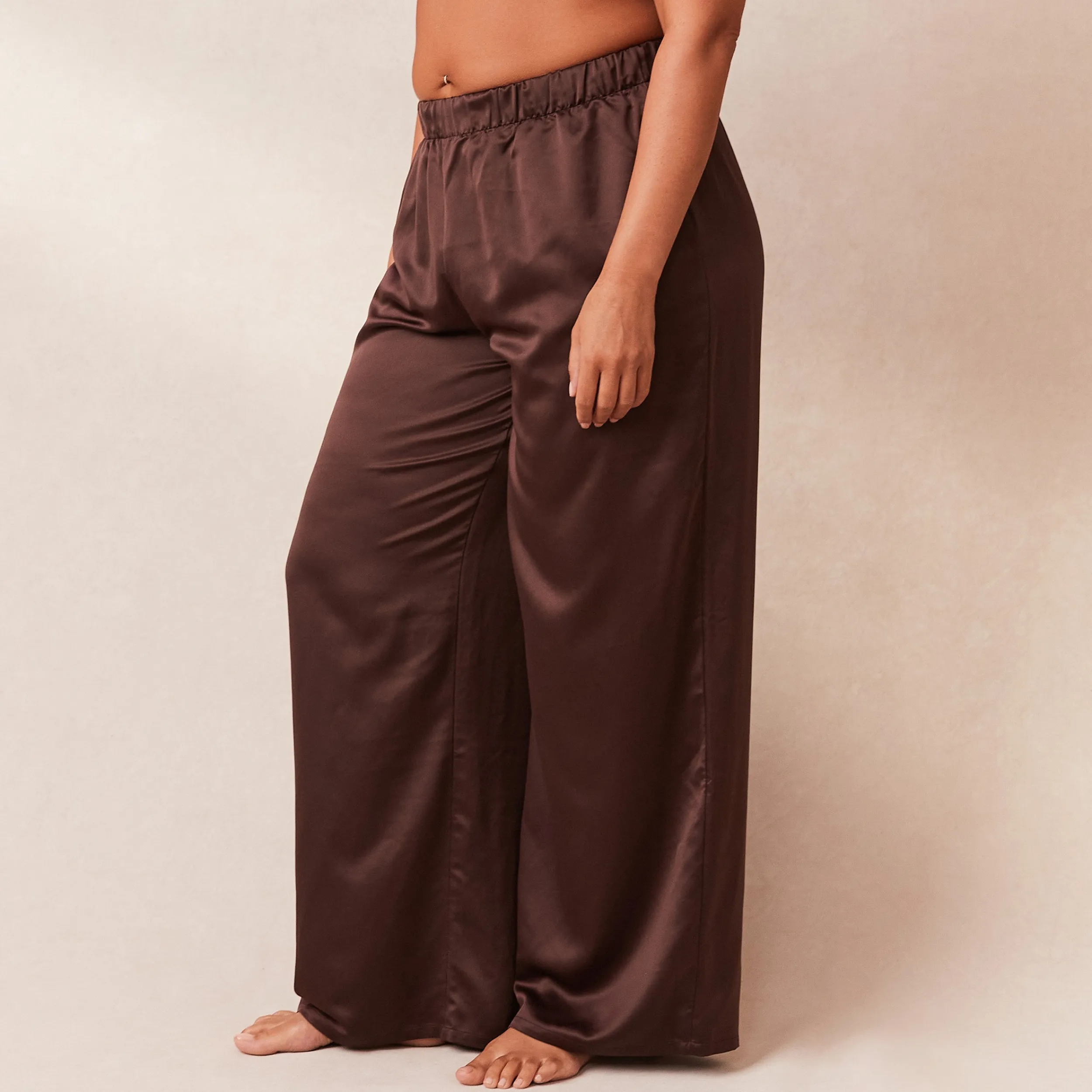 Lounge Underwear Pyjamasset<Classic Satin Pyjamabyxor - Choklad