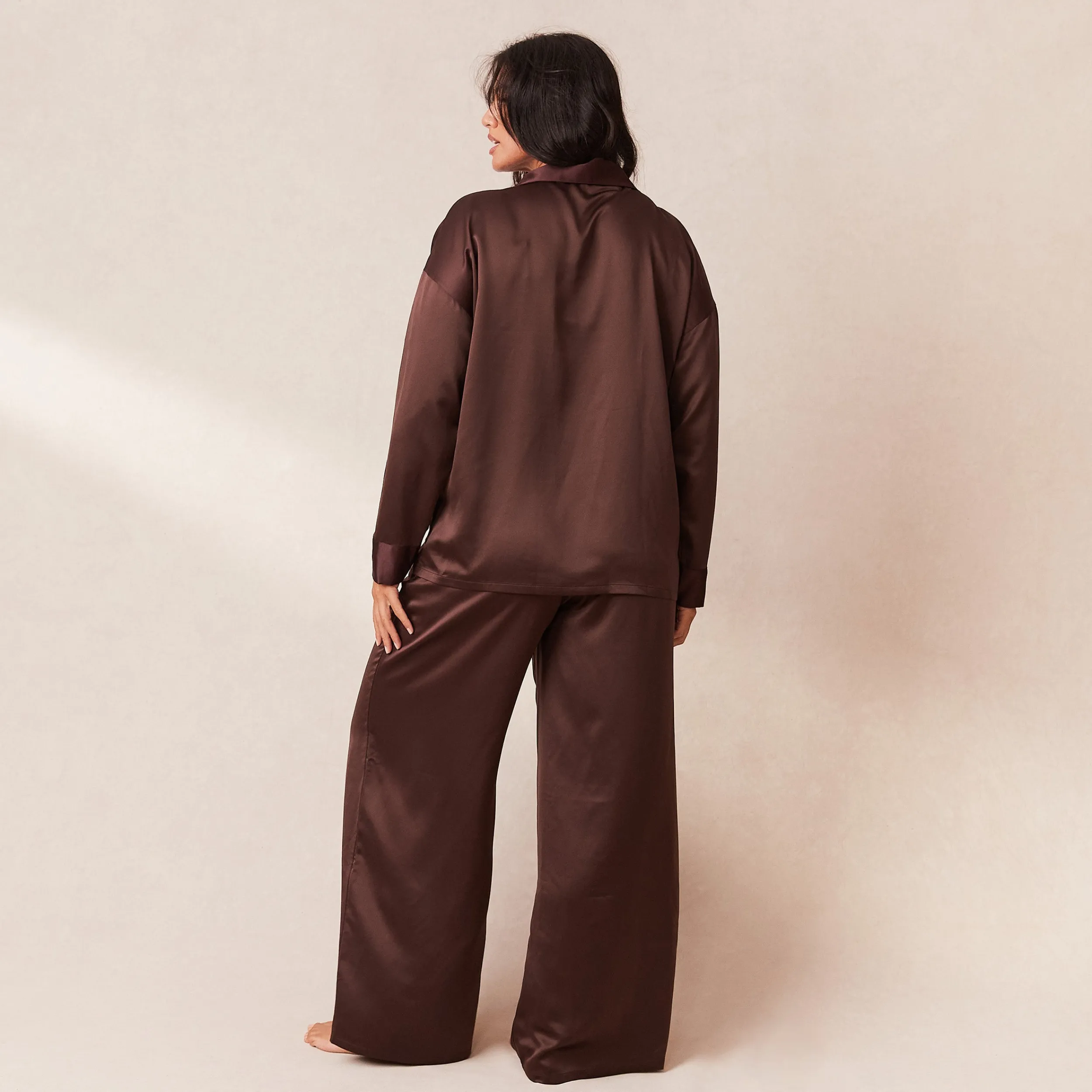 Lounge Underwear Pyjamasset<Classic Satin Pyjamabyxor - Choklad