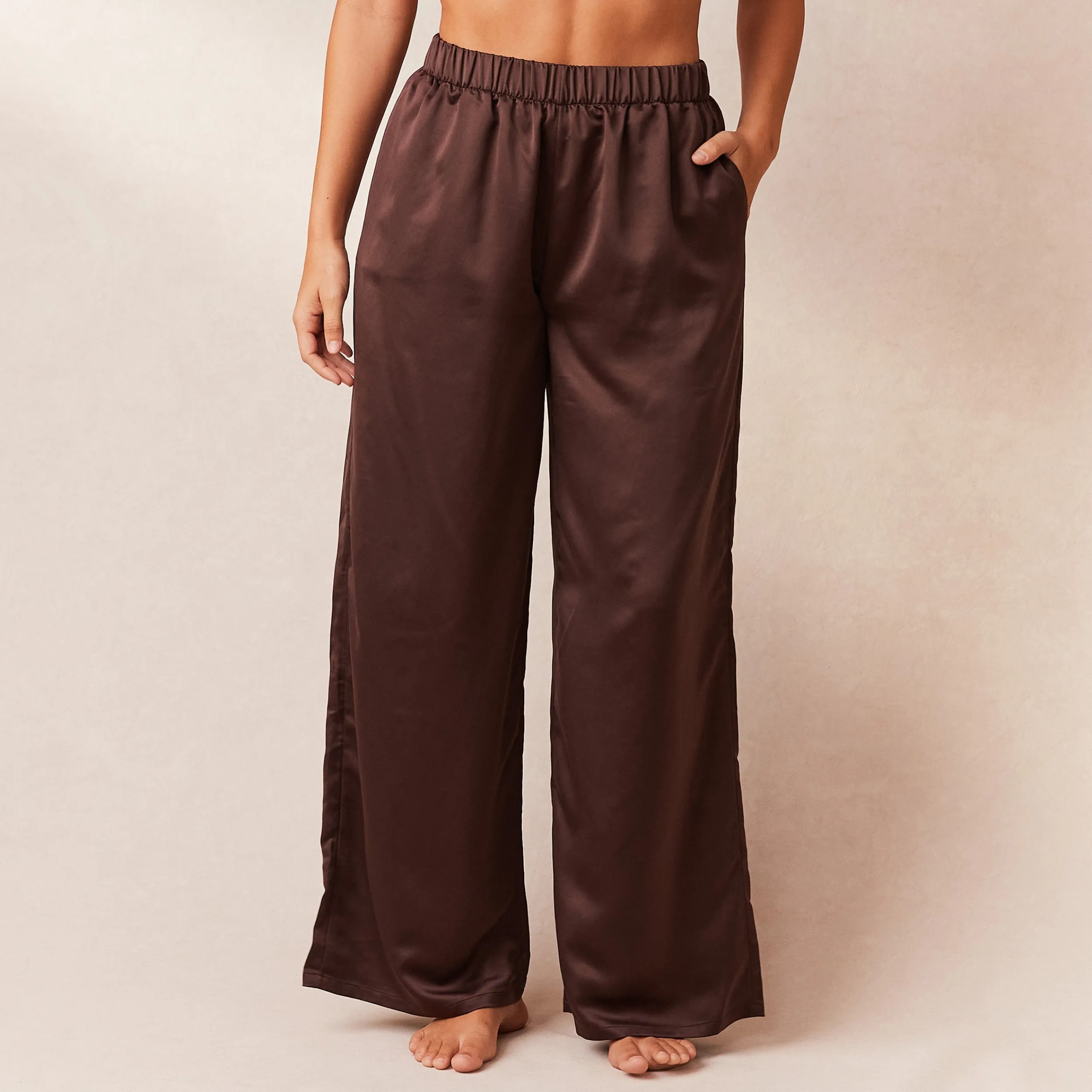 Lounge Underwear Pyjamasset<Classic Satin Pyjamabyxor - Choklad