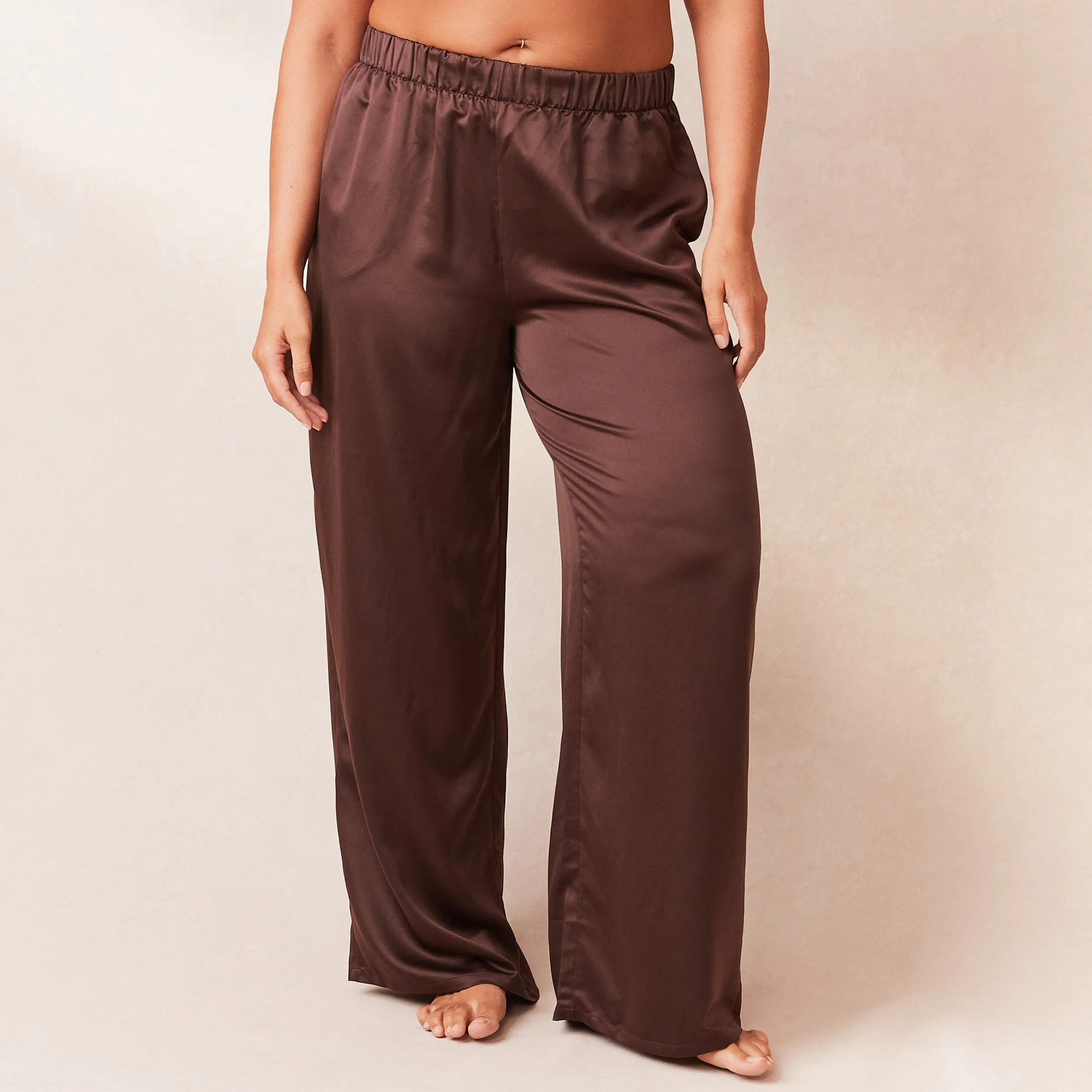 Lounge Underwear Pyjamasset<Classic Satin Pyjamabyxor - Choklad