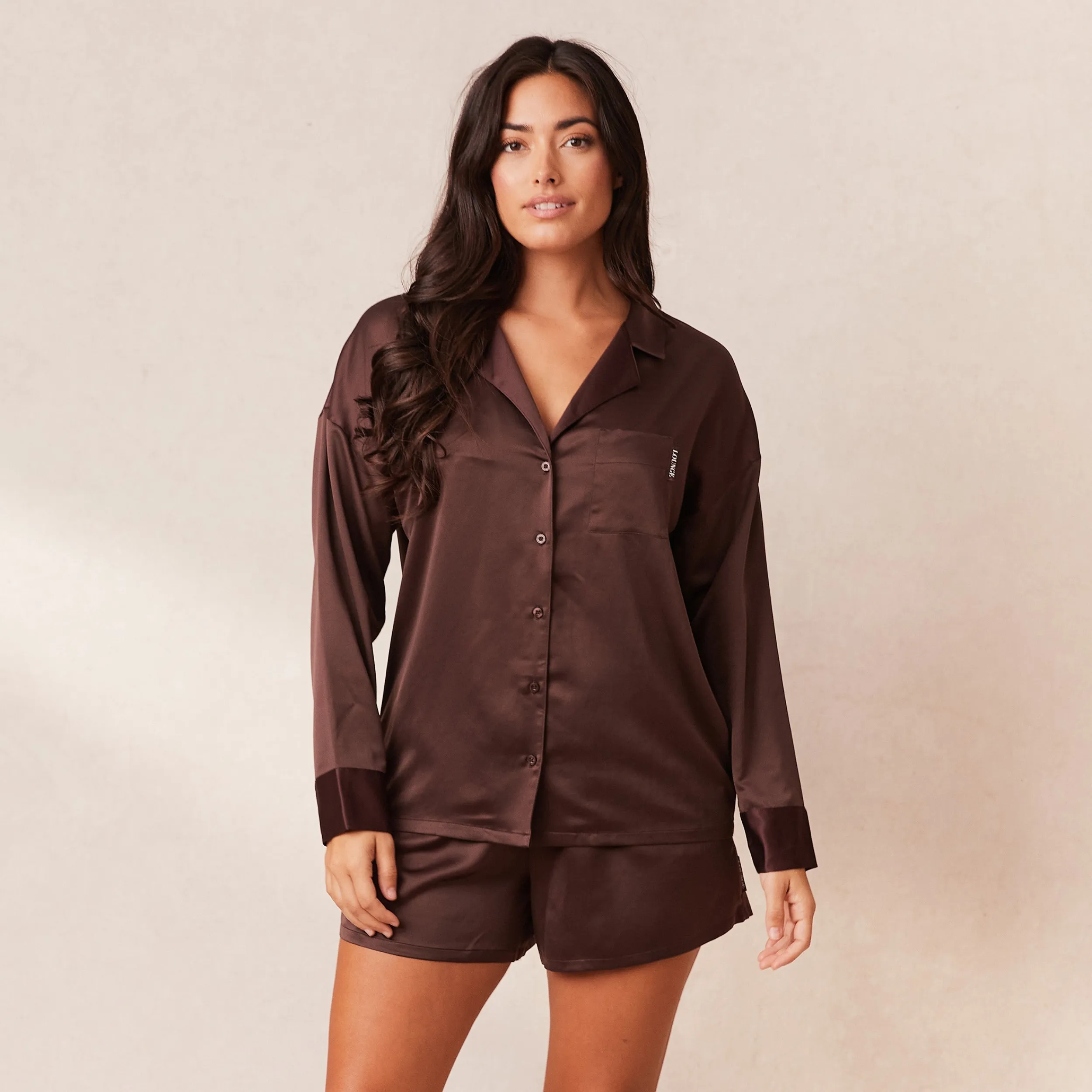 Lounge Underwear Pyjamasset | Pyjamasbyxor<Classic Satin Pyjamashorts - Choklad