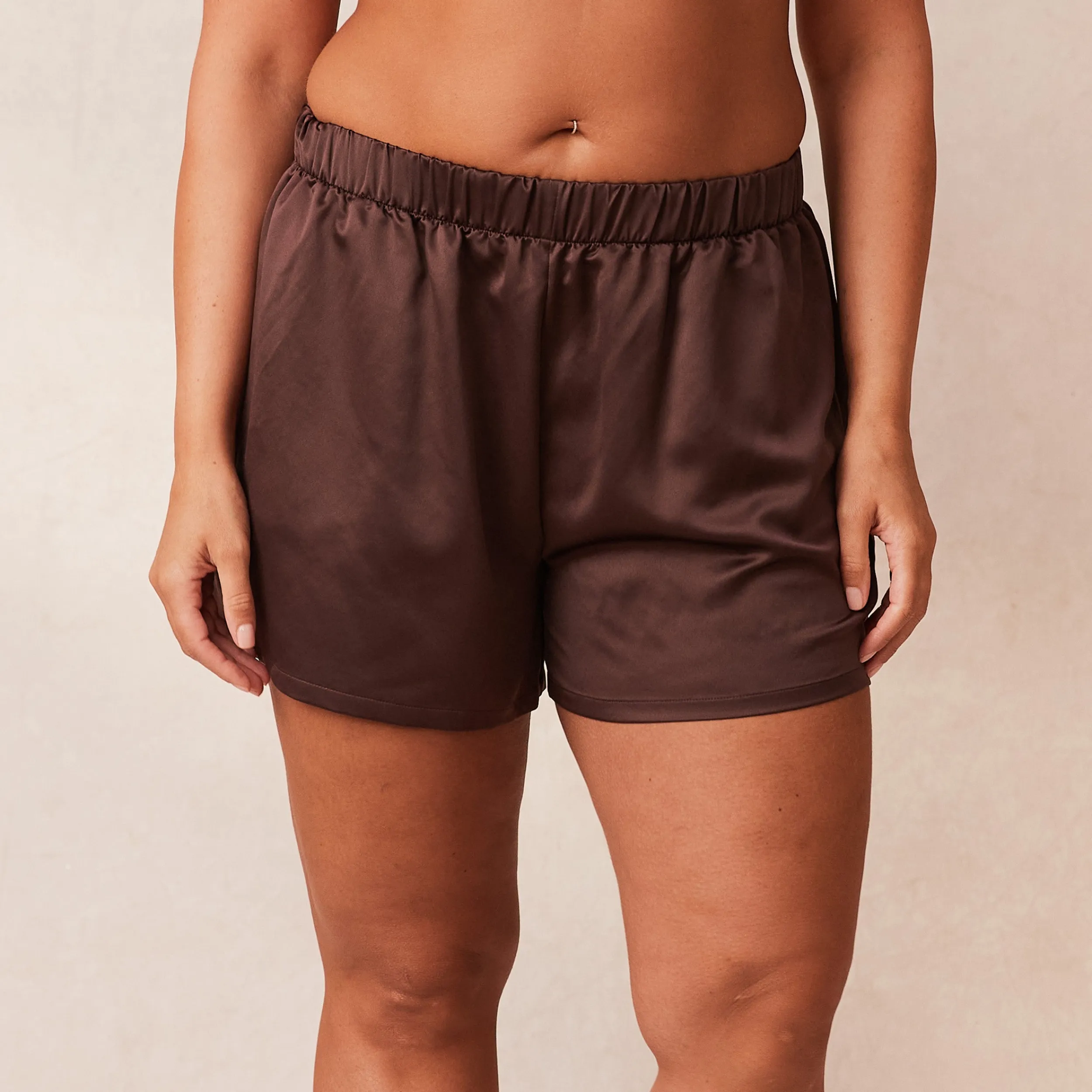 Lounge Underwear Pyjamasset | Pyjamasbyxor<Classic Satin Pyjamashorts - Choklad