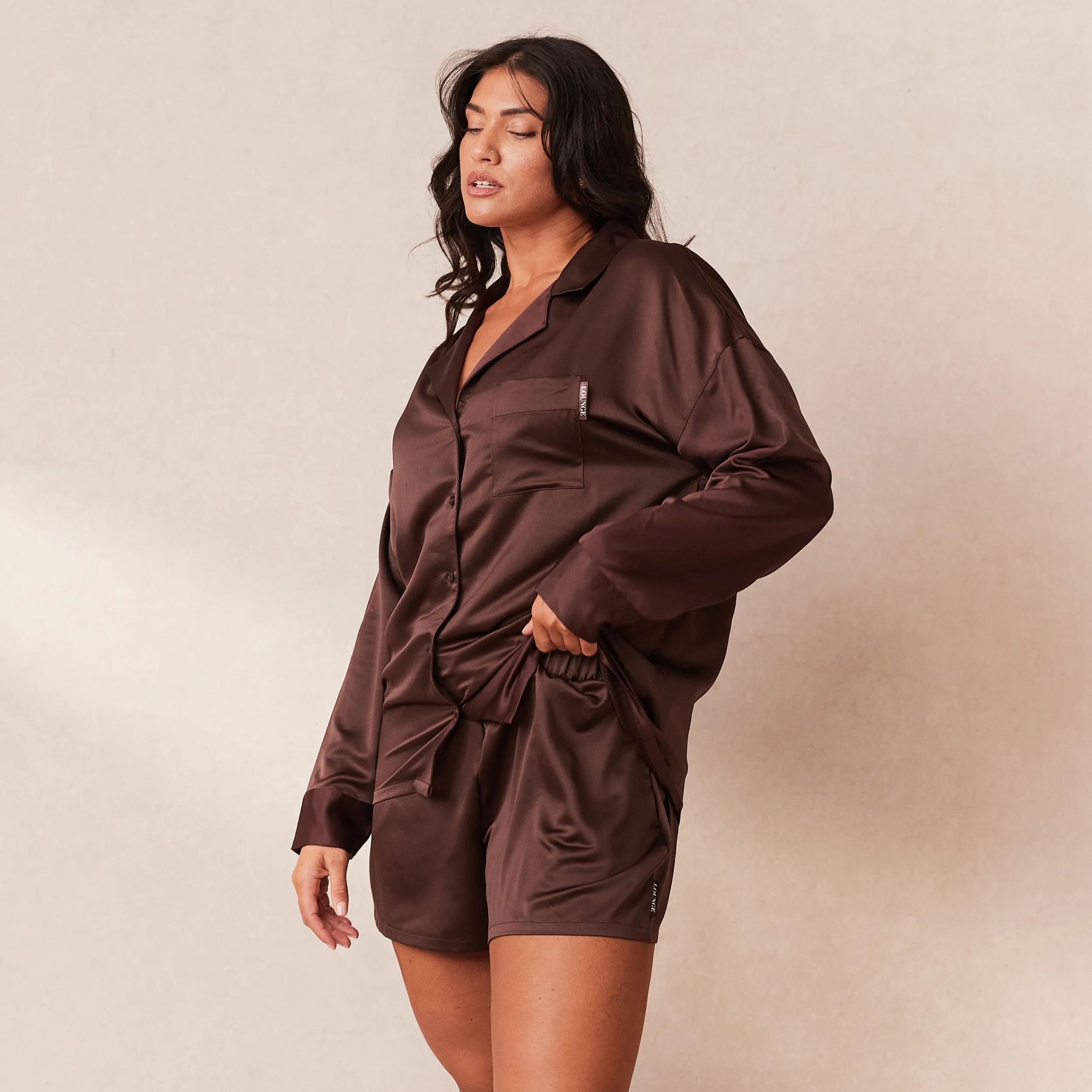 Lounge Underwear Pyjamasset | Pyjamasbyxor<Classic Satin Pyjamashorts - Choklad