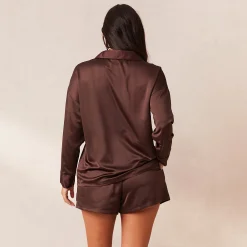 Lounge Underwear Pyjamasset | Pyjamastoppar<Classic Satin Pyjamaskjorta - Choklad