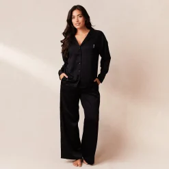 Lounge Underwear Pyjamastoppar<Classic Satin Pyjamaskjorta - Svart