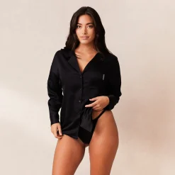 Lounge Underwear Pyjamastoppar<Classic Satin Pyjamaskjorta - Svart
