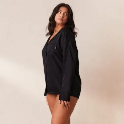 Lounge Underwear Pyjamastoppar<Classic Satin Pyjamaskjorta - Svart