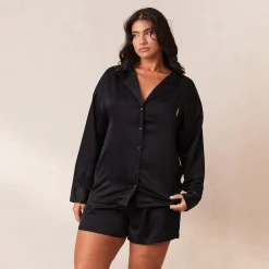 Lounge Underwear Pyjamastoppar<Classic Satin Pyjamaskjorta - Svart