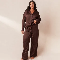 Lounge Underwear Pyjamasset | Pyjamastoppar<Classic Satin Pyjamaskjorta - Choklad