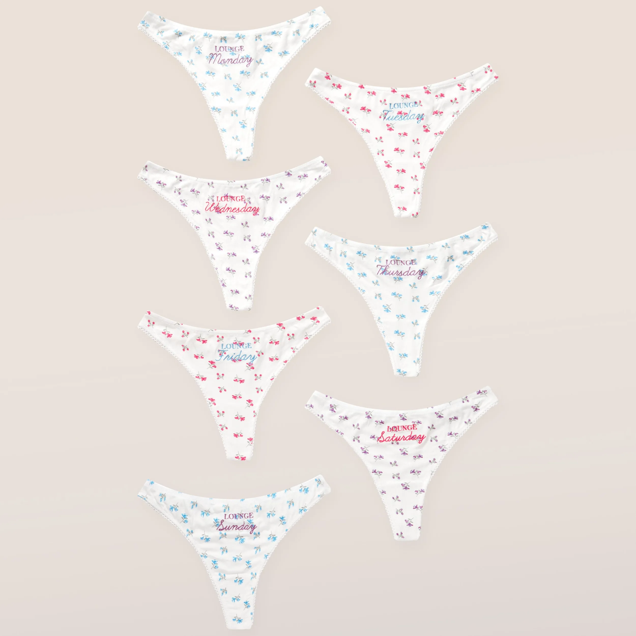 Lounge Underwear Flerpack<Days of the Week Stringtrosor (7-pack) - Blomtryck