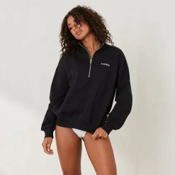 Lounge Underwear Huvtröjor Och Tröjor<Essential Oversized Tröja med Kvart Dragkedja - Svart
