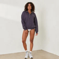 Lounge Underwear Huvtröjor Och Tröjor<Essential Oversized Tröja med Kvart Dragkedja - Rökblått