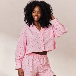 Lounge Underwear Pyjamasset | Pyjamastoppar<Floral Pyjamaskjorta - Rosa Print RosaPrint