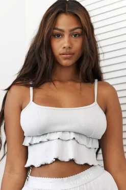 Lounge Underwear Nattkläder<Frill Pyjamatopp - Frostfärg