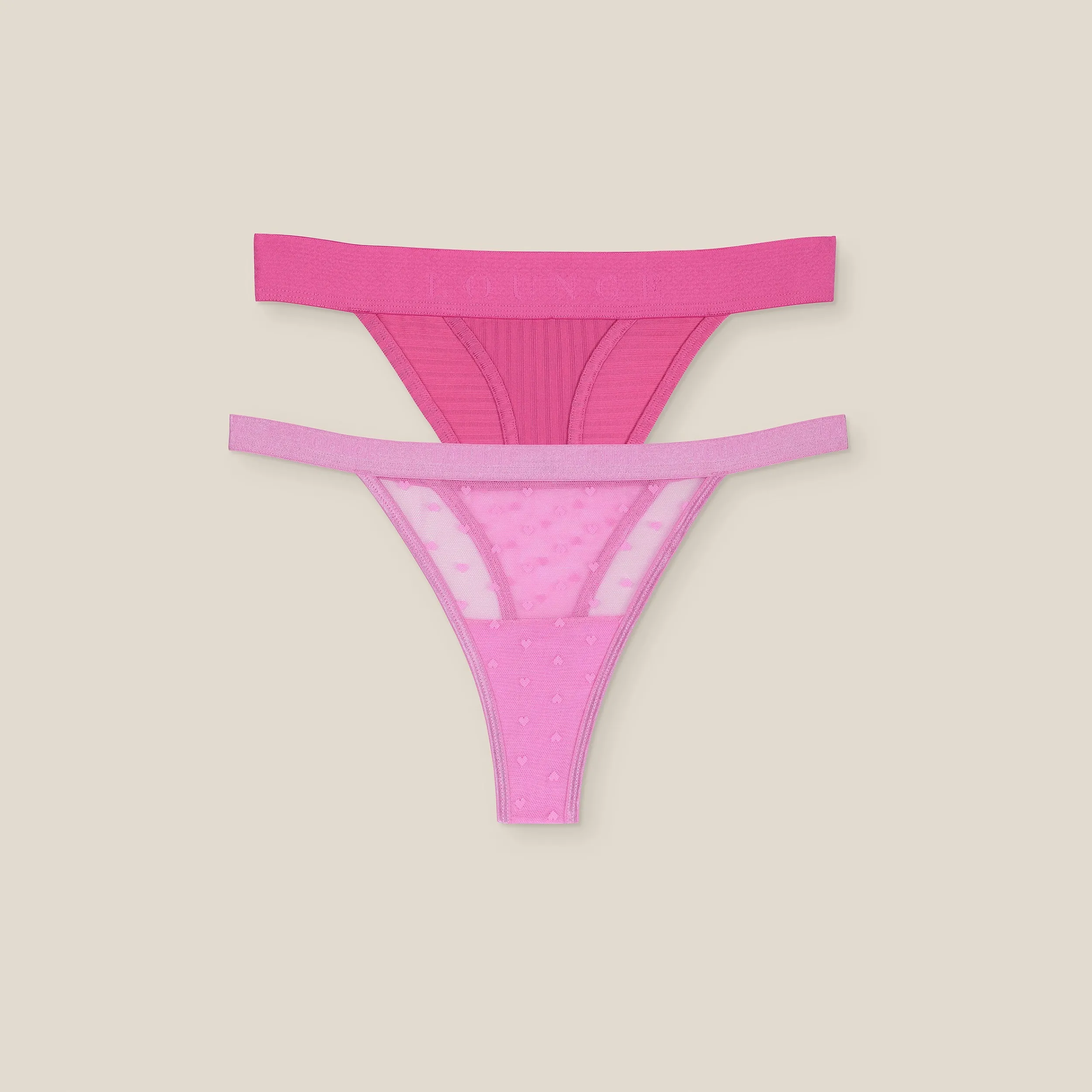 Lounge Underwear Underdelar<Love Heart/Bare i begränsad upplaga (2-pack) - Rosa