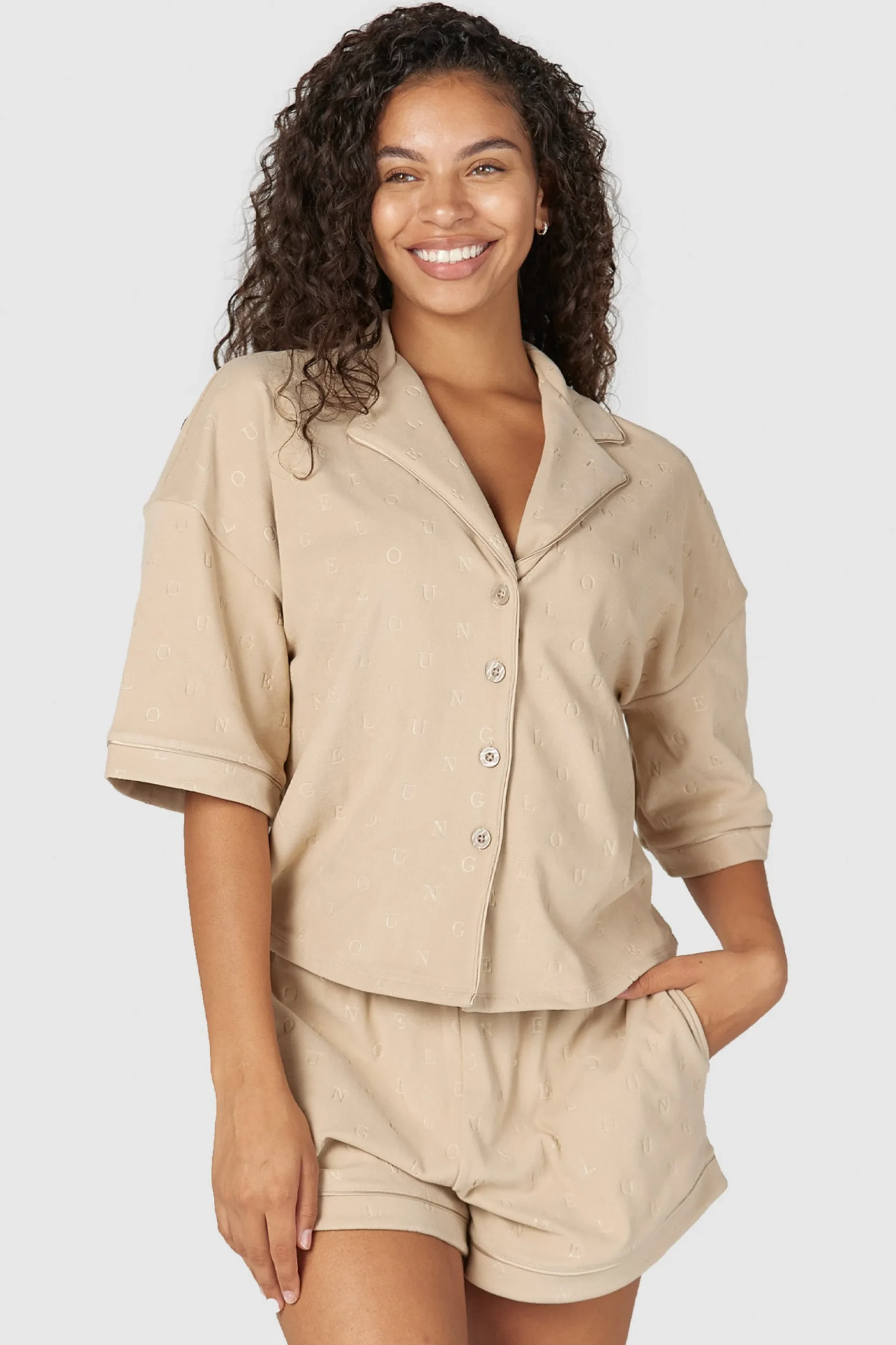Lounge Underwear Nattkläder<Luxury Embossed Pyjamastopp - Minkfärg