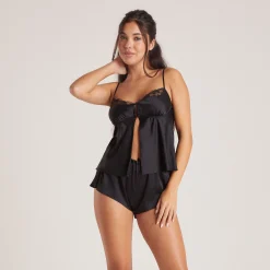 Lounge Underwear Pyjamasbyxor | Pyjamasset<Mini Pyjamashorts i Satin - Svart