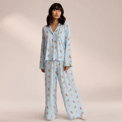 Lounge Underwear Pyjamasbyxor | Pyjamasset<Modal Pyjamabyxor - Blue Croissant BlåCroissanttryck