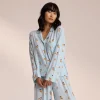 Lounge Underwear Pyjamastoppar | Pyjamasset<Modal Pyjamaskjorta - Blue Croissant Blå
