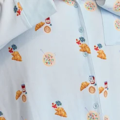 Lounge Underwear Pyjamastoppar | Pyjamasset<Modal Pyjamaskjorta - Blue Croissant Blå