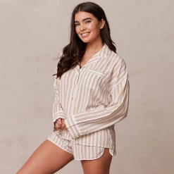 Lounge Underwear Nattkläder<Pinstripe Pyjama Topp - Minkfärg