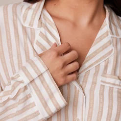 Lounge Underwear Nattkläder<Pinstripe Pyjama Topp - Minkfärg