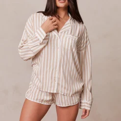 Lounge Underwear Nattkläder<Pinstripe Pyjama Topp - Minkfärg