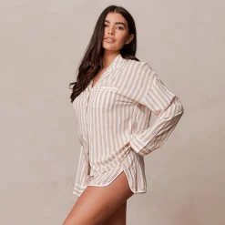 Lounge Underwear Nattkläder<Pinstripe Pyjama Topp - Minkfärg