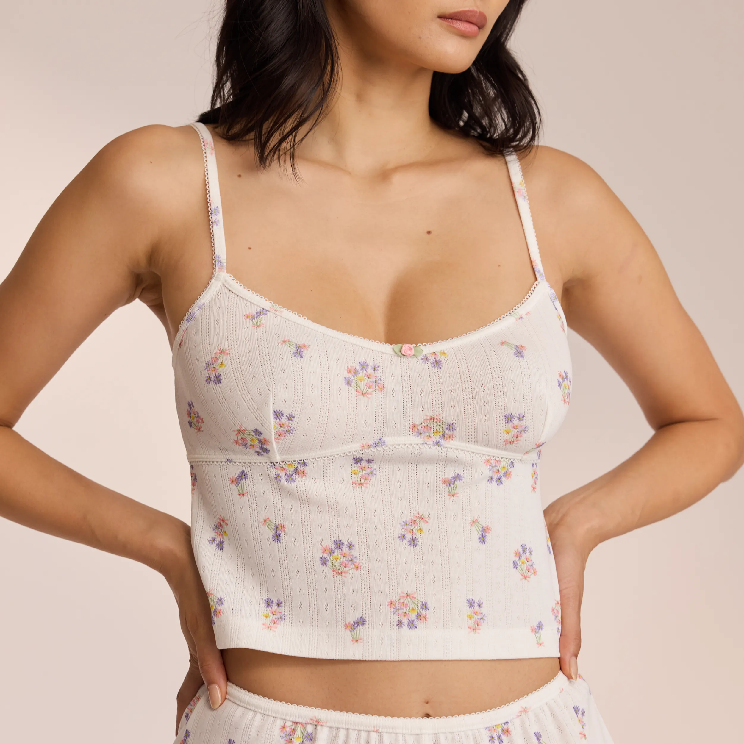 Lounge Underwear Pyjamastoppar<Pointelle Cami Pyjamatopp - Blommig Vit BlommigVit