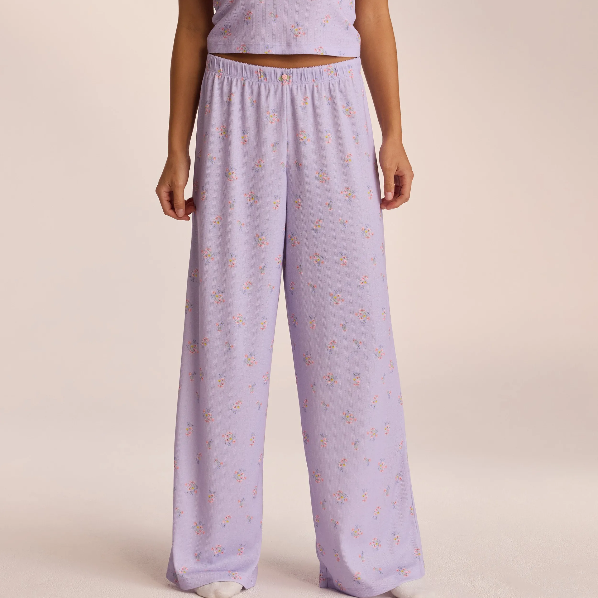 Lounge Underwear Pyjamasset | Pyjamasbyxor<Pointelle Pyjamabyxor - Blommig Lila BlommigLila