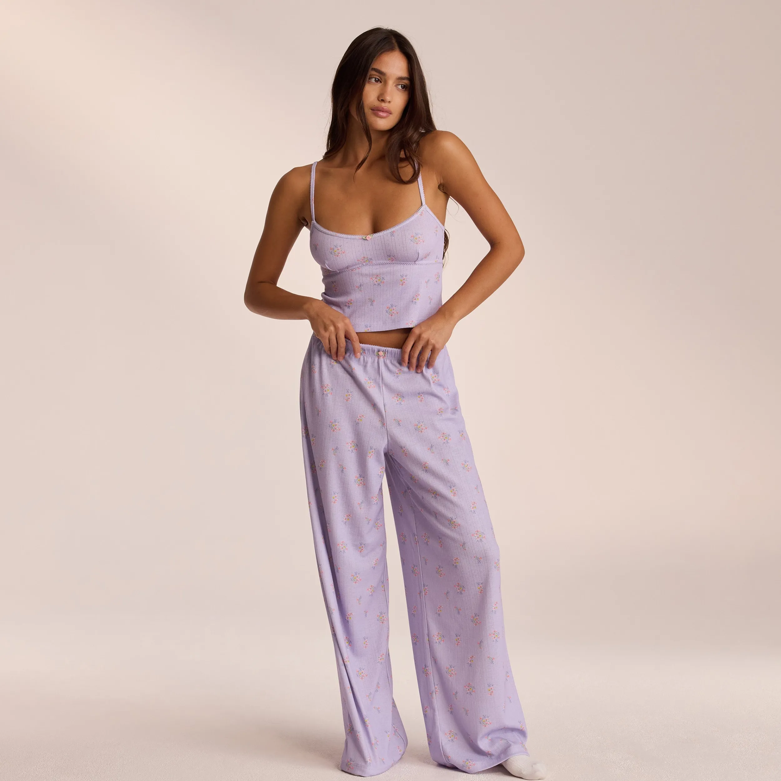 Lounge Underwear Pyjamasset | Pyjamasbyxor<Pointelle Pyjamabyxor - Blommig Lila BlommigLila
