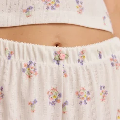 Lounge Underwear Pyjamasbyxor<Pointelle Pyjamabyxor - Blommig Vit BlommigVit