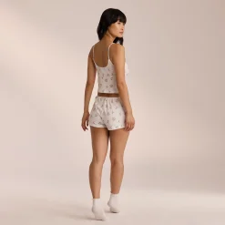 Lounge Underwear Pyjamasbyxor<Pointelle Pyjamashorts - Blommig Vit BlommigVit