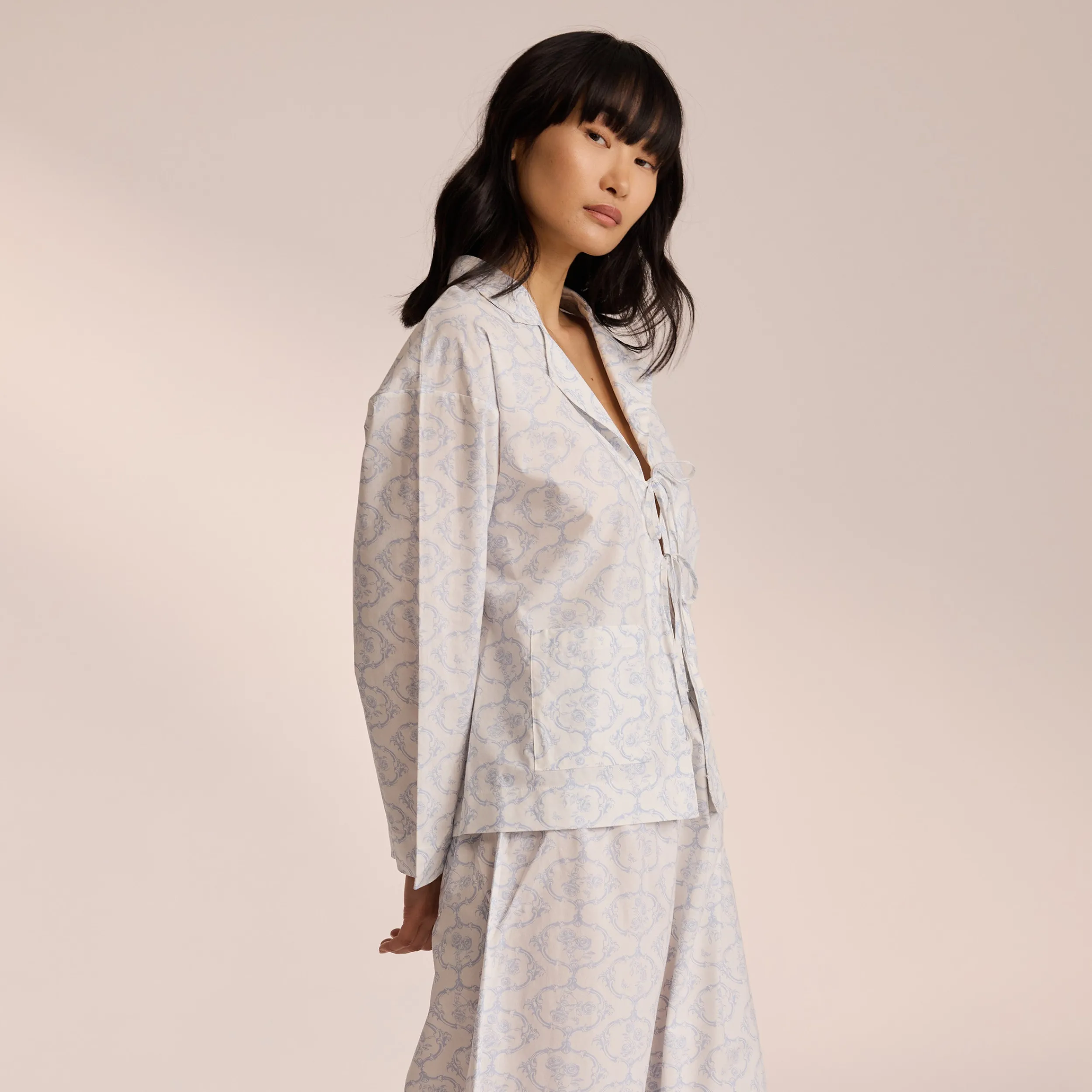 Lounge Underwear Pyjamastoppar<Pyjamasskjorta i Bomull - Blue Blå