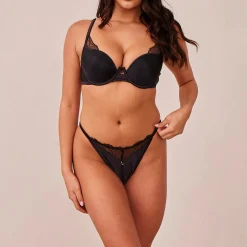 Lounge Underwear Behåar<Quilted Lace Balcony BH - Svart
