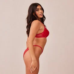 Lounge Underwear Behåar<Quilted Lace Balcony BH - Rödbrun