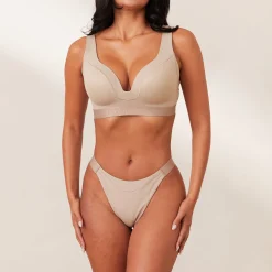 Lounge Underwear Vadderad | Push Up<Ribbed Mindful BH - Minkfärg