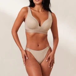 Lounge Underwear Vadderad | Push Up<Ribbed Mindful BH - Minkfärg