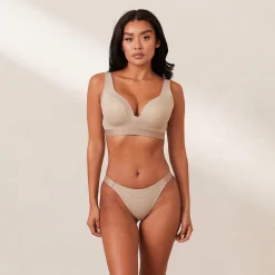 Lounge Underwear Vadderad | Push Up<Ribbed Mindful BH - Minkfärg