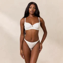 Lounge Underwear Vadderad<Rosebud Ribbed Balcony BH - Vit