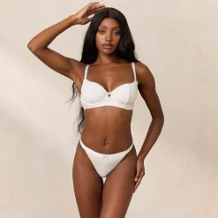 Lounge Underwear Vadderad<Rosebud Ribbed Balcony BH - Vit