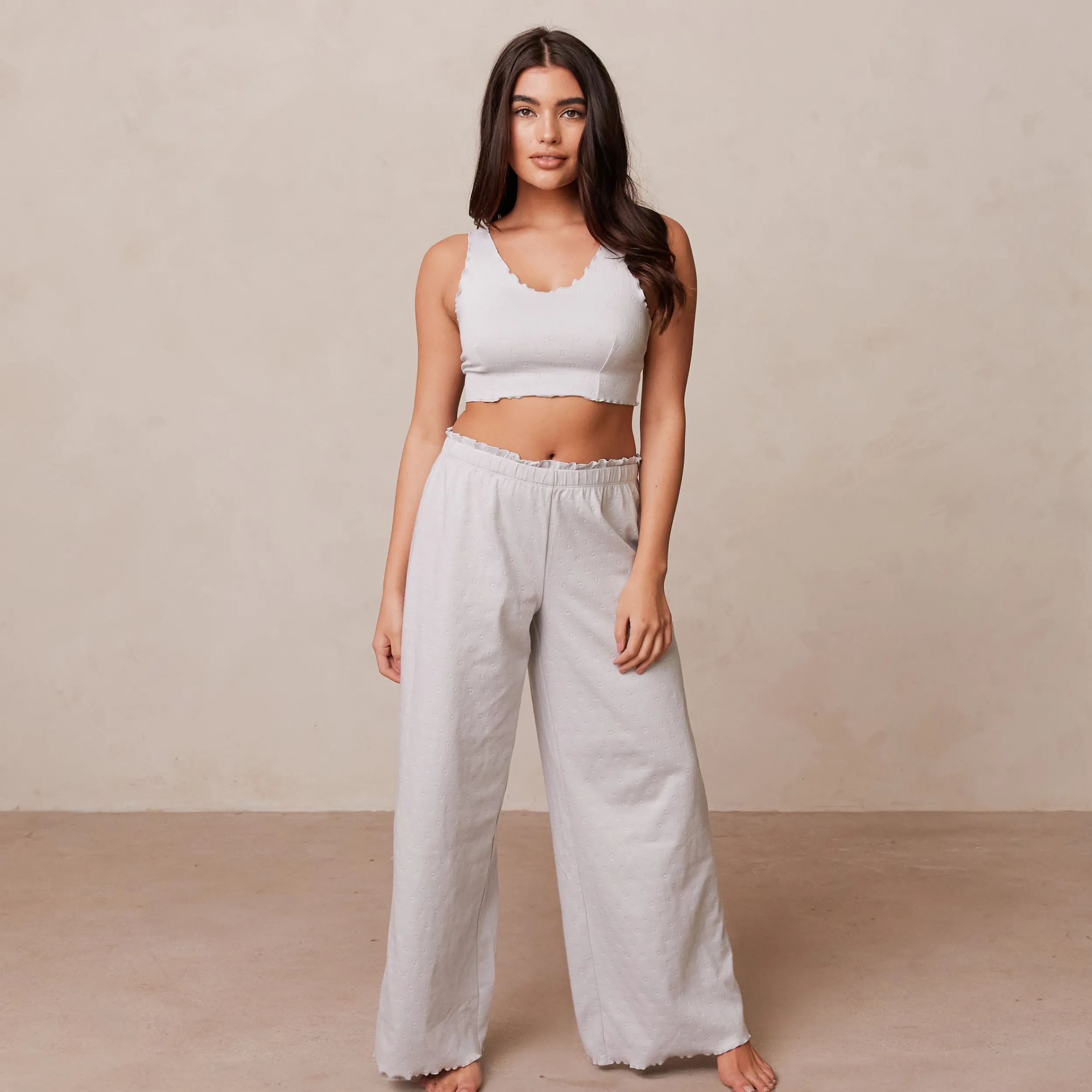 Lounge Underwear Nattkläder<Ruffle Pyjama Byxor - Frostfärg
