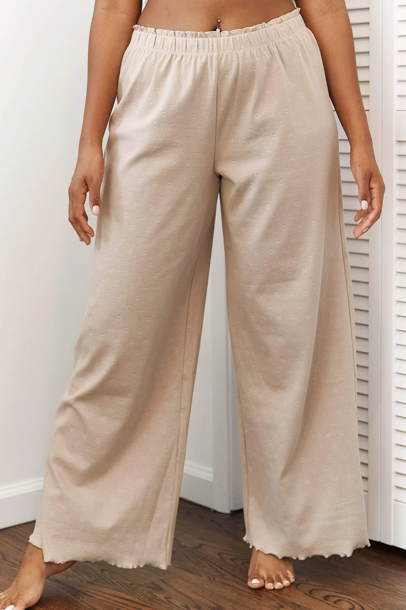 Lounge Underwear Nattkläder<Ruffle Pyjama Byxor - Minkfärg