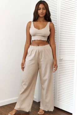 Lounge Underwear Nattkläder<Ruffle Pyjama Byxor - Minkfärg
