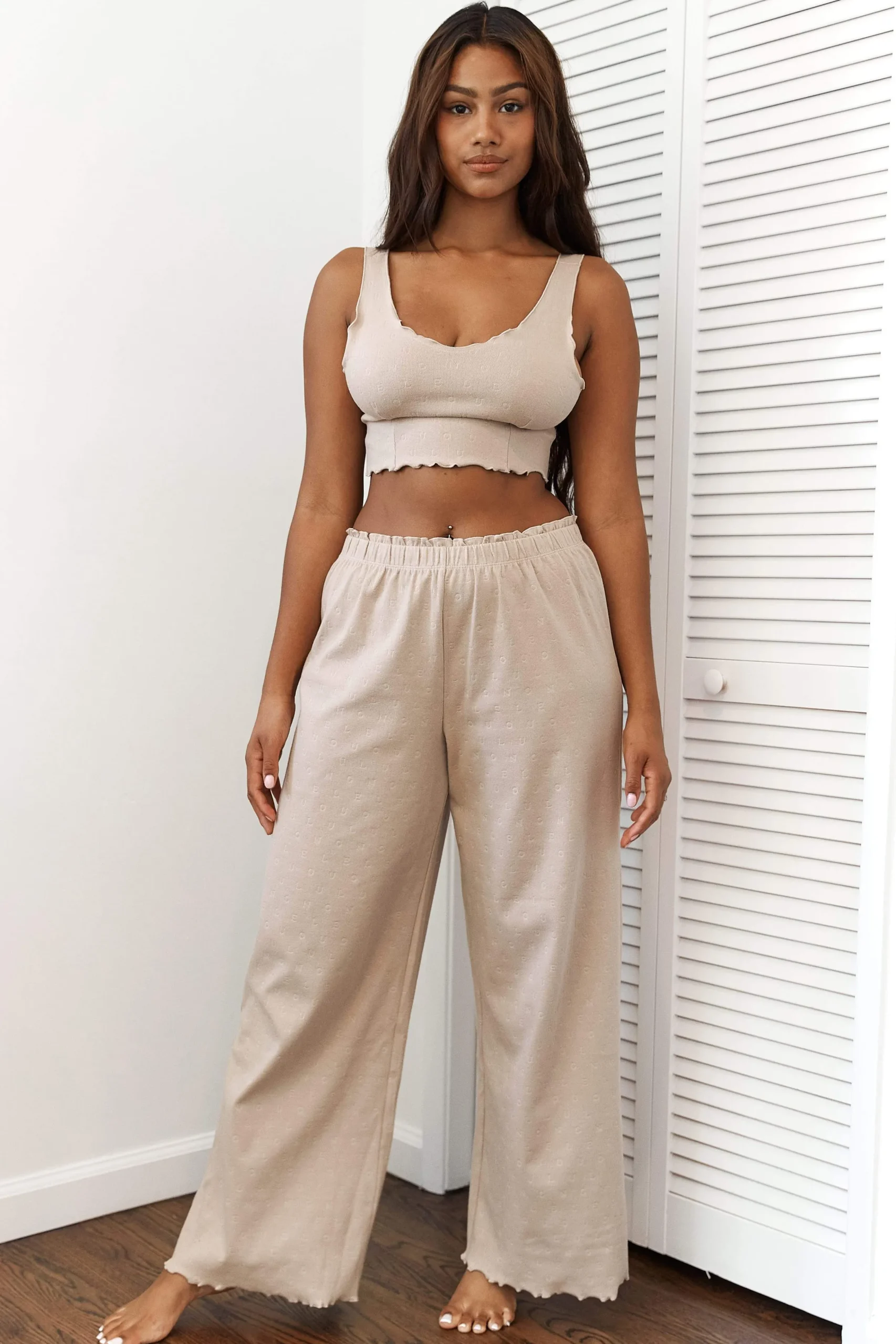 Lounge Underwear Nattkläder<Ruffle Pyjama Byxor - Minkfärg